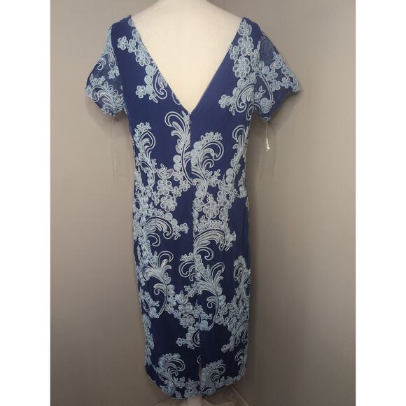 JS Collections Soutache lace quilled embroidery blue cocktail dress 16W - Picture 3 of 9
